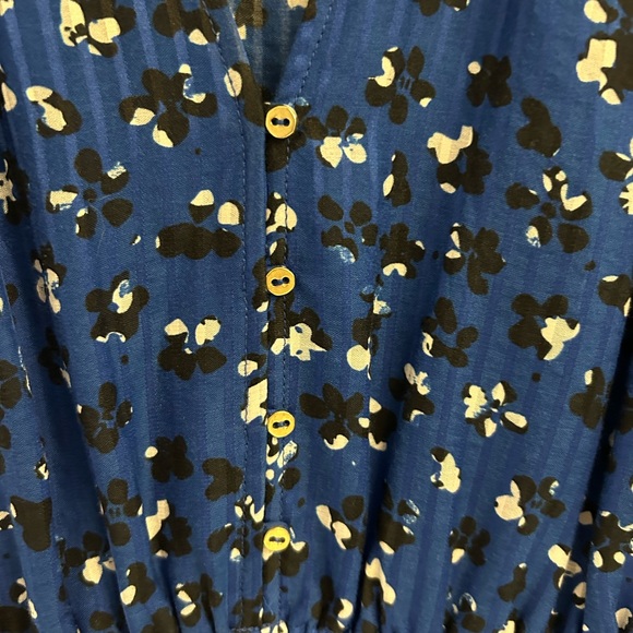 💙 Ulla Johnson Blue Floral Cotton-Silk Blend High Low Dress - Picture 6 of 7